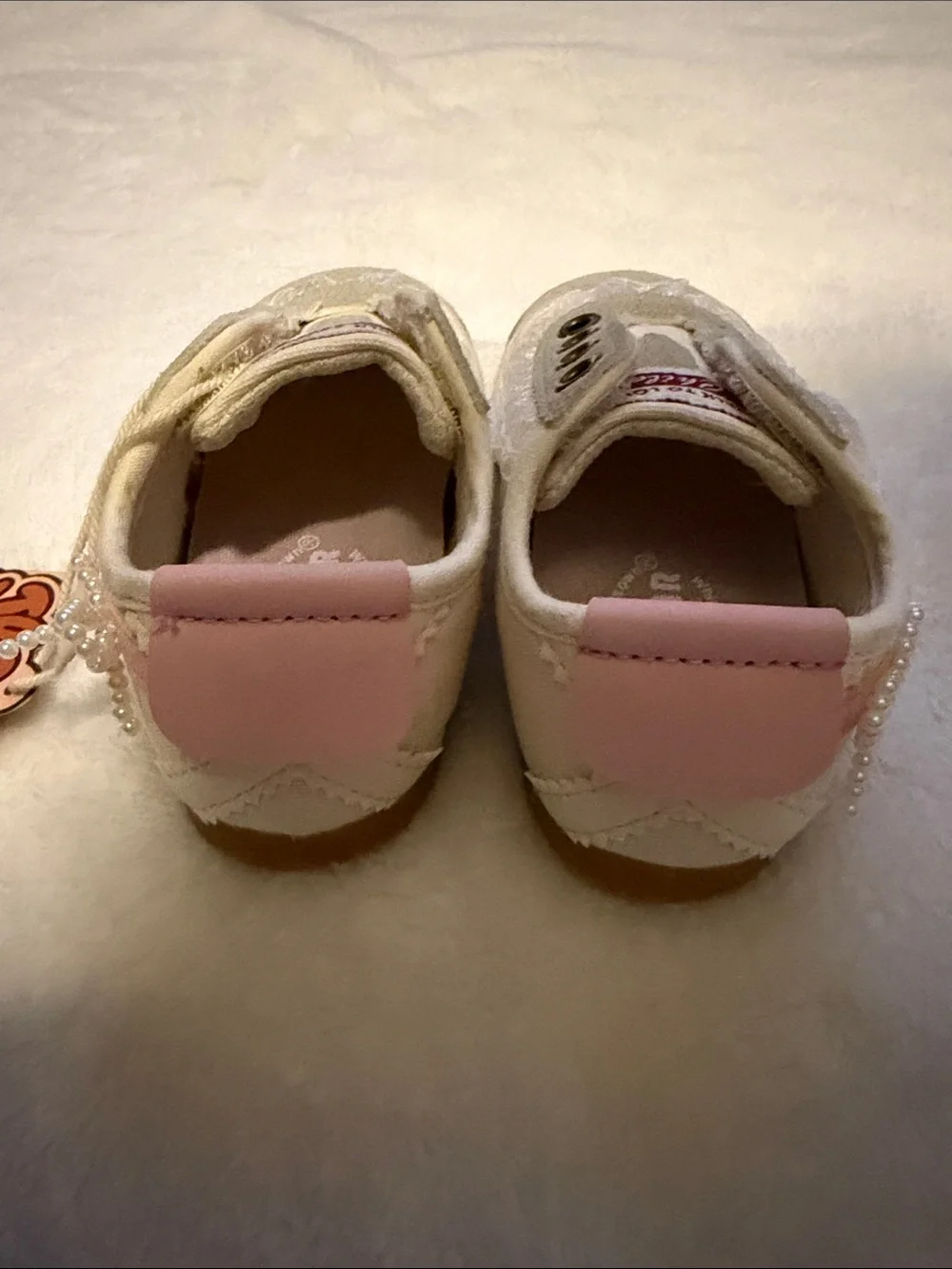 ChildsPlay Lace-Trim Baby Walker Shoes in Cream and Pink
